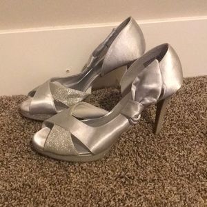 Grey sparkly high heels